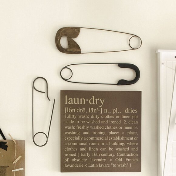 Ballard Designs Metal Safety Pin Plaques - Set of 3 Laundry Room/Home Decor - Picture 1 of 8
